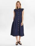 Numph Sleeveless Denim Midi Shirt Dress, Dark Blue