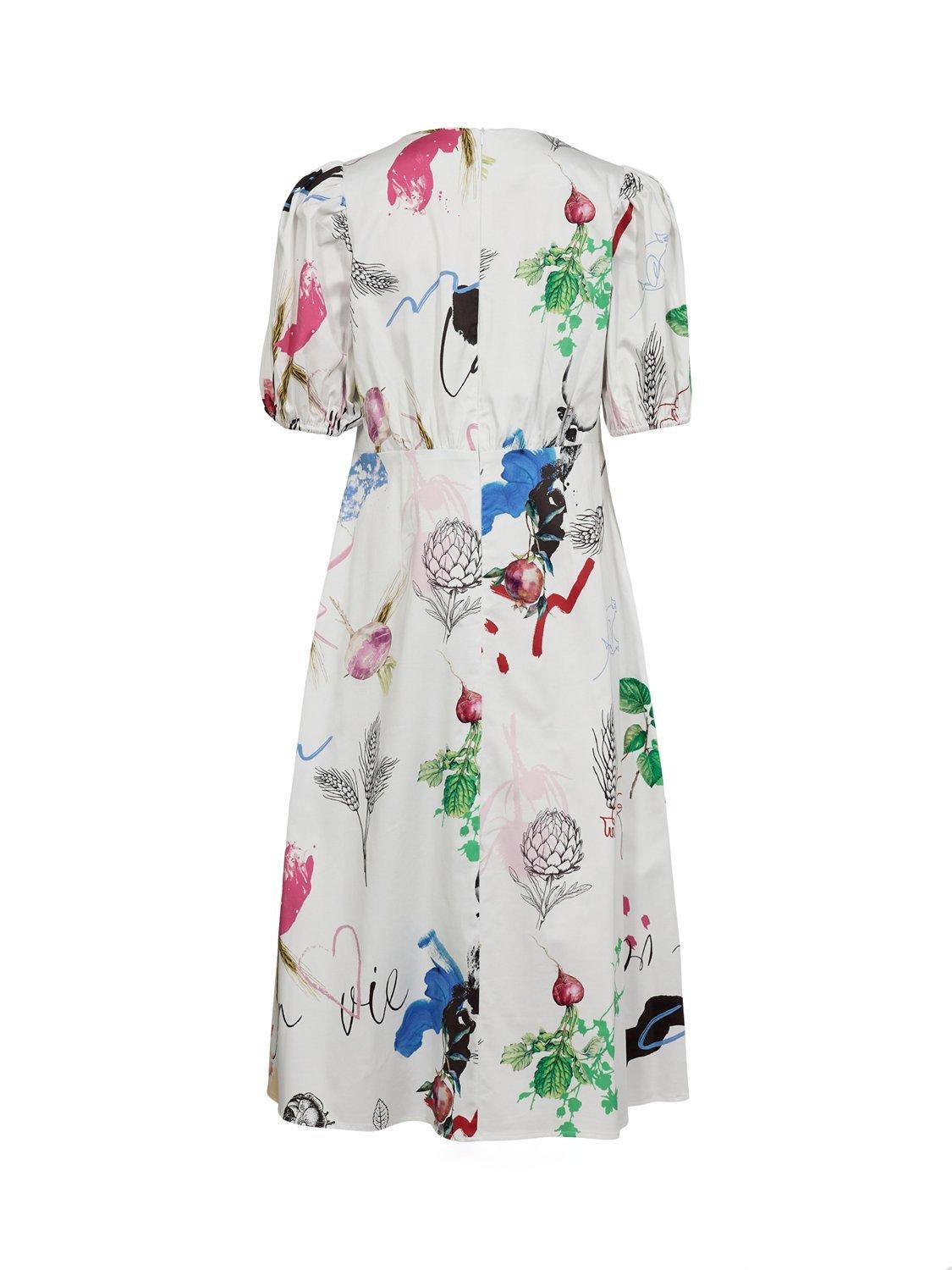 Product image 7 of 7, which shows Numph Silja Countryside Print Midi Dress, White/Multi, 34