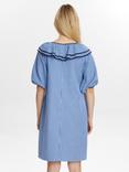 Numph Short Puff Sleeve Check Cotton Blend Mini Dress, Provence