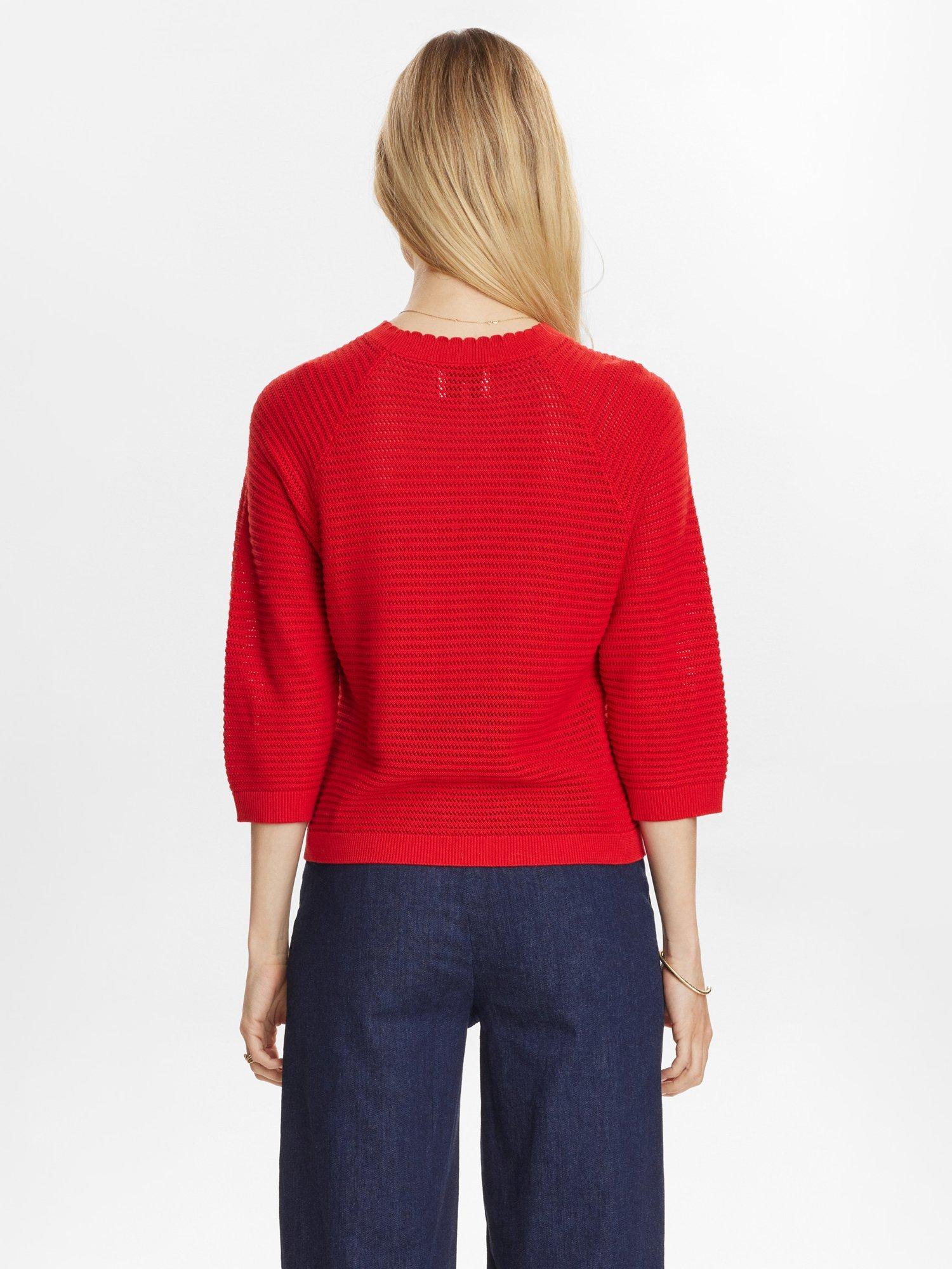 Product image 2 of 7, which shows Numph Vilde Textured Stitch Jumper, Red, XS