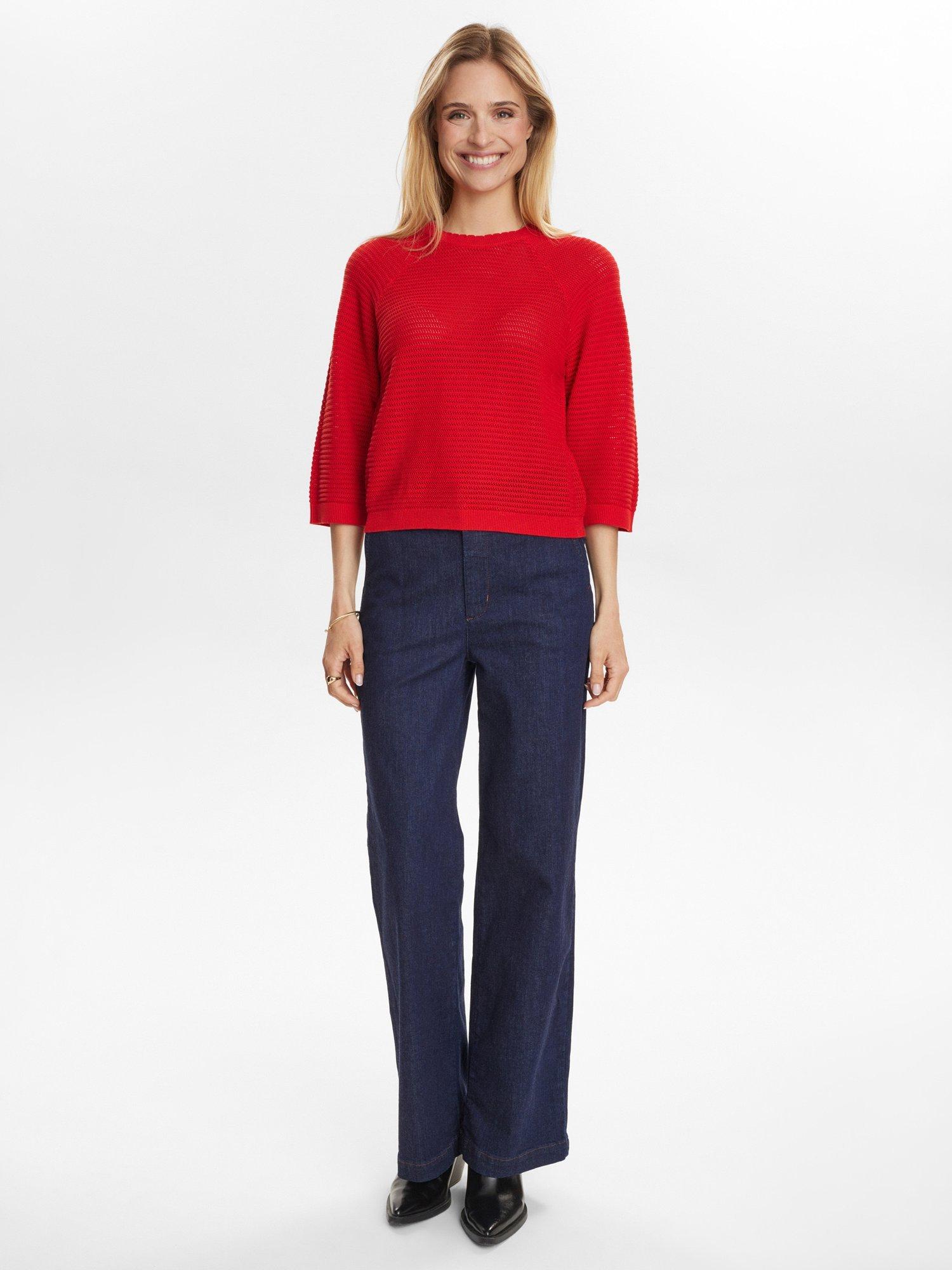 Product image 3 of 7, which shows Numph Vilde Textured Stitch Jumper, Red, XS