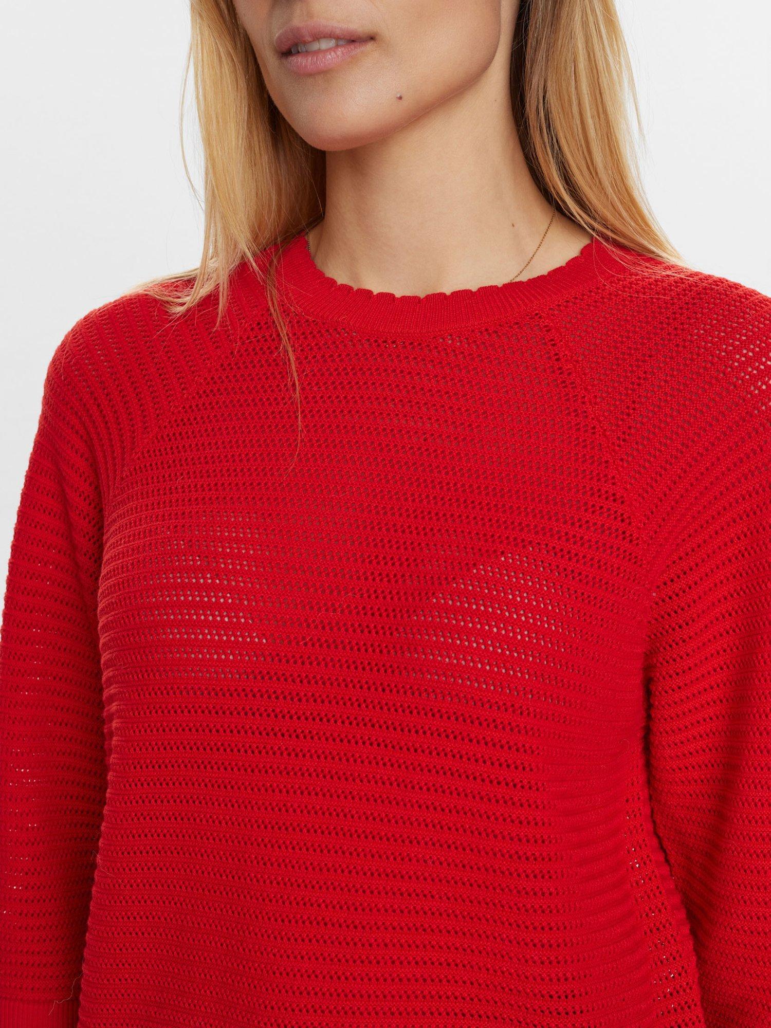 Product image 4 of 7, which shows Numph Vilde Textured Stitch Jumper, Red, XS
