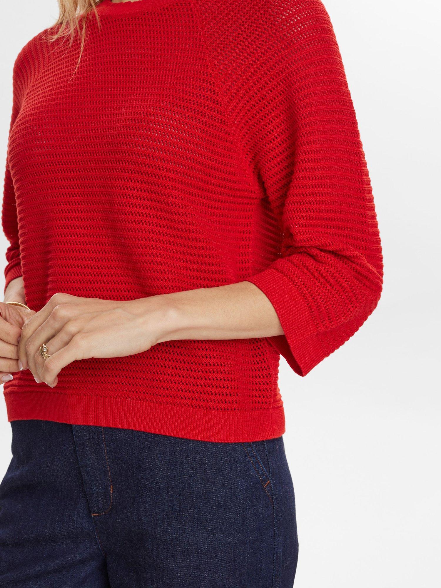 Product image 5 of 7, which shows Numph Vilde Textured Stitch Jumper, Red, XS
