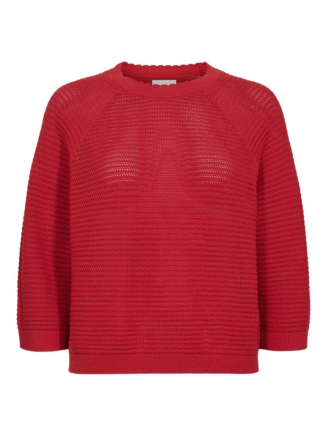 Product image 6 of 7, which shows Numph Vilde Textured Stitch Jumper, Red, XS