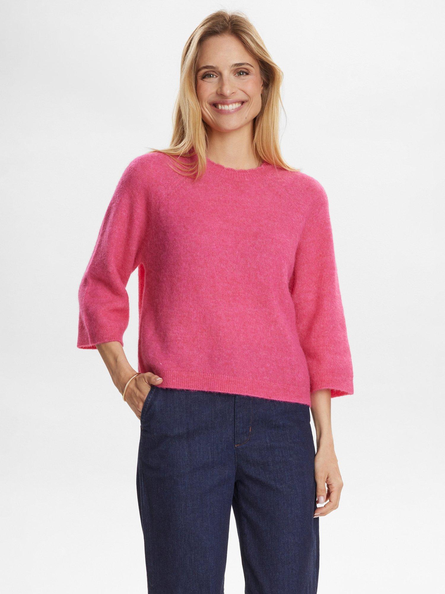 Product image 1 of 7, which shows Numph Riette Wool Rich Jumper, Pink, XS-S
