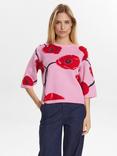 Numph Valiant Floral Elbow Sleeve Jumper, Pink/Red