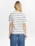 Numph Striped Cotton T-Shirt, White/Multi