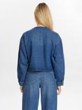 Numph Round Neck Short Denim Jacket, Blue