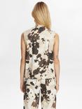 Numph Cow Print Tie Front Top, Brown/White