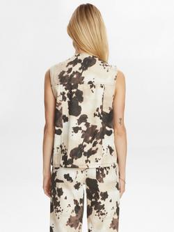 Numph Cow Print Tie Front Top, Brown/White - view 2, Brown/White