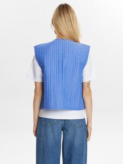 Numph Jodie Embroidered Floral Gilet, Blue/Multi - view 2, Blue/Multi