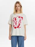 Numph Western Cowboy Boots T-Shirt, Cream/Red