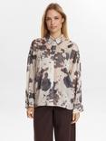Numph Abstract Print Shirt, Grey/Brown
