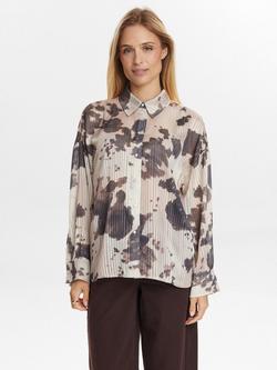 Numph Abstract Print Shirt, Grey/Brown, Grey/Brown