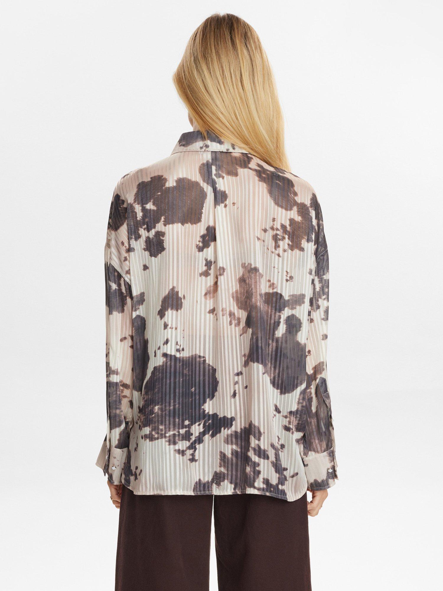 Product image 2 of 7, which shows Numph Abstract Print Shirt, Grey/Brown, XS-S