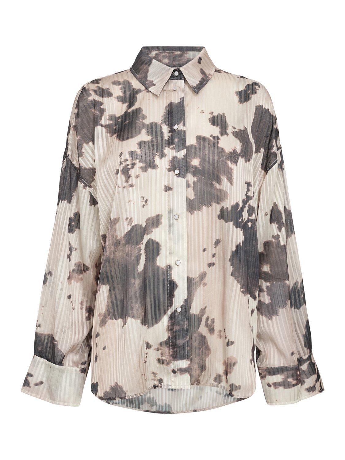 Product image 6 of 7, which shows Numph Abstract Print Shirt, Grey/Brown, XS-S