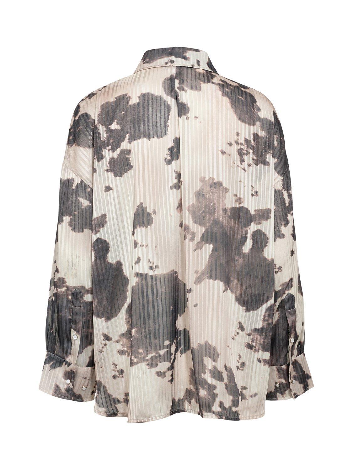 Product image 7 of 7, which shows Numph Abstract Print Shirt, Grey/Brown, XS-S