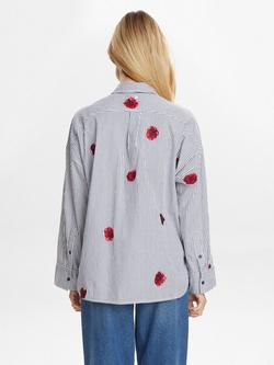 Numph Tillie Stripe Floral Shirt, Blue/Multi - view 2, Blue/Multi