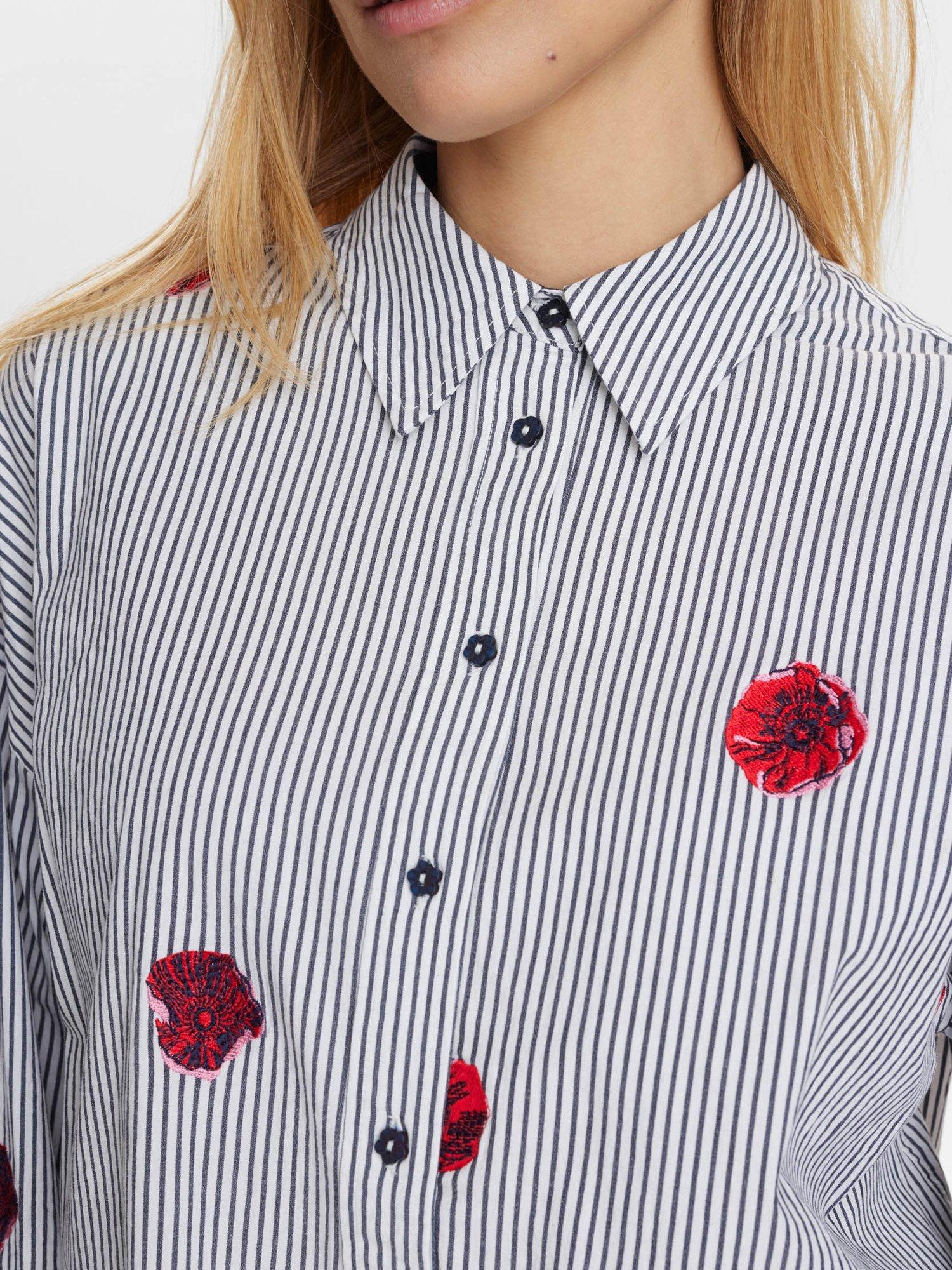 Product image 4 of 7, which shows Numph Tillie Stripe Floral Shirt, Blue/Multi, XS-S