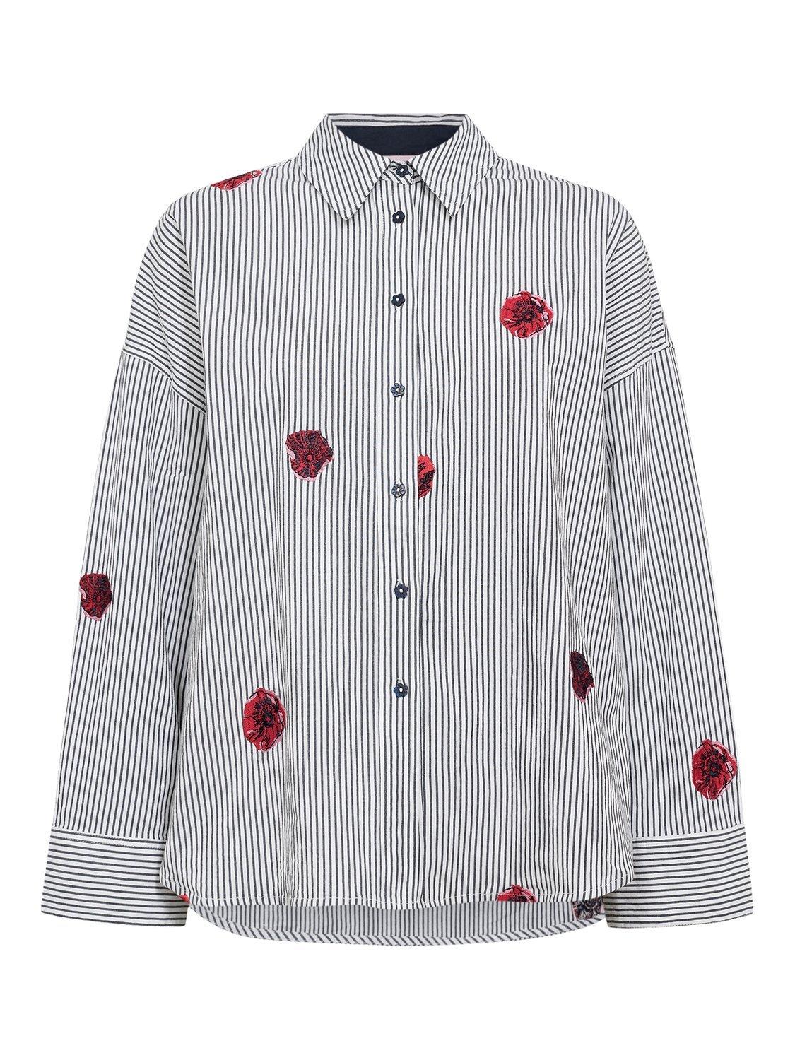 Product image 6 of 7, which shows Numph Tillie Stripe Floral Shirt, Blue/Multi, XS-S