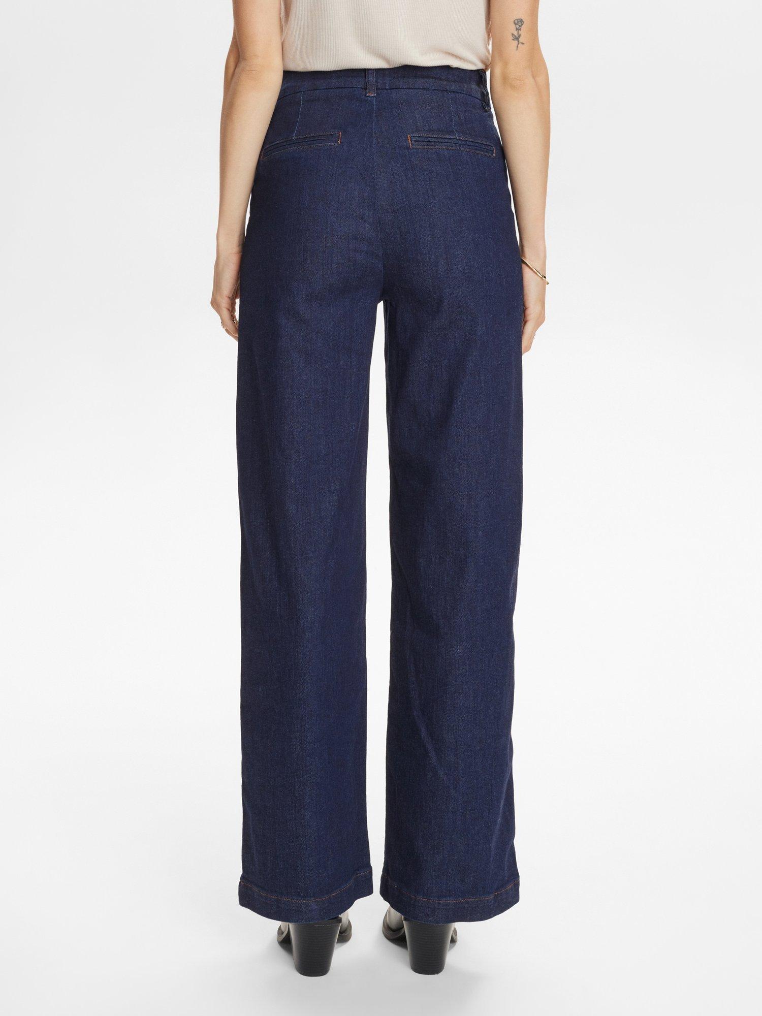 Product image 2 of 7, which shows Numph Wide Leg Ankle Jeans, Dark Blue, 34