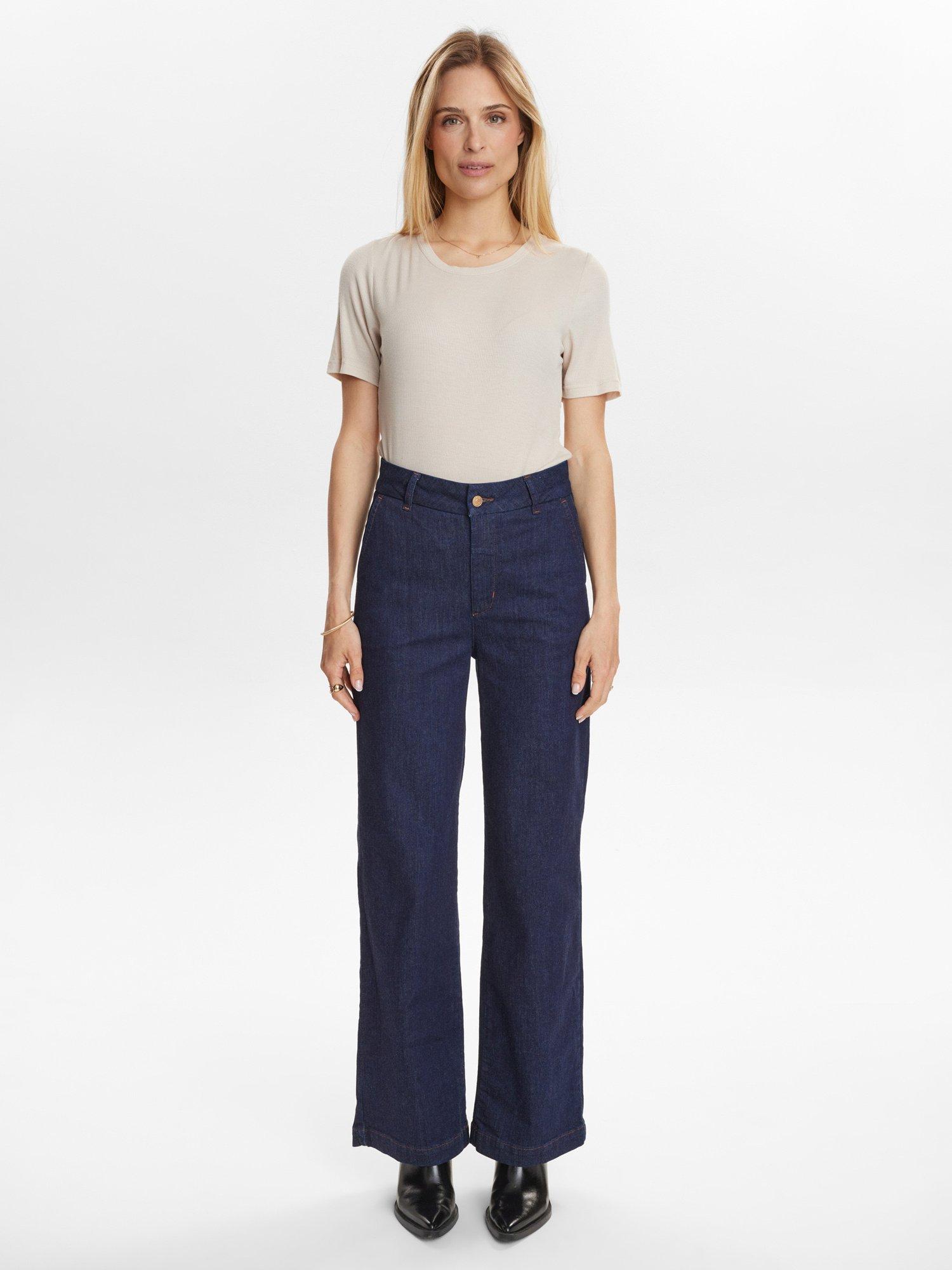 Product image 3 of 7, which shows Numph Wide Leg Ankle Jeans, Dark Blue, 34