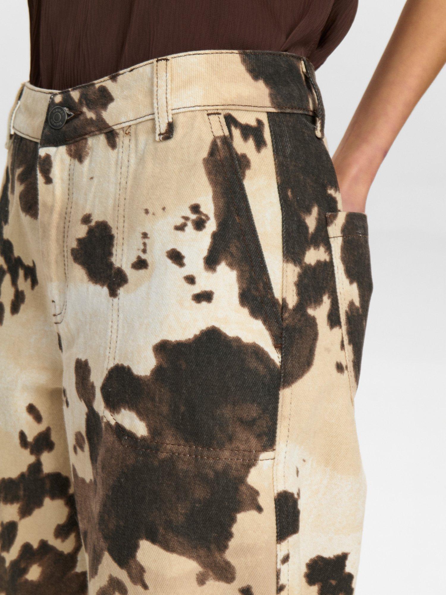 Product image 2 of 7, which shows Numph Abstract Print Trousers, Brown/White, 36