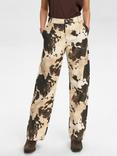 Numph Abstract Print Trousers, Brown/White