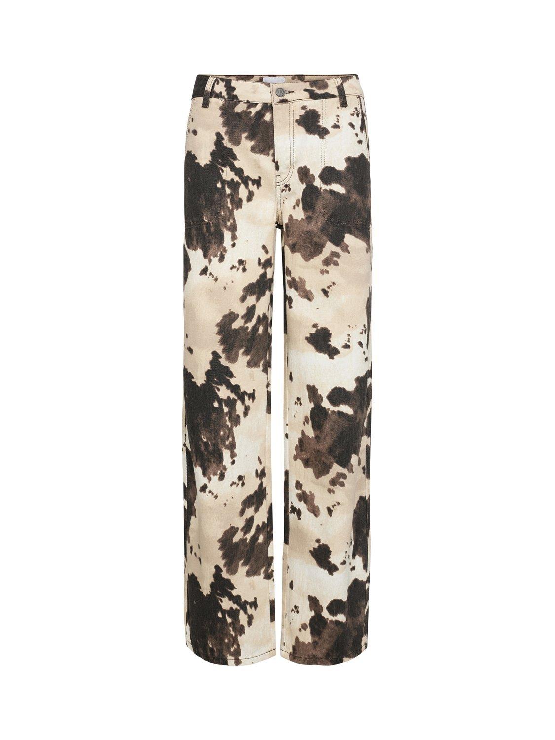 Product image 6 of 7, which shows Numph Abstract Print Trousers, Brown/White, 36