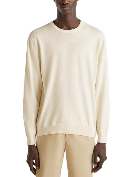 Benetton Cotton Crew Neck Jumper, White Cream, White Cream