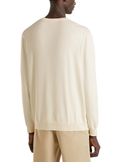 Benetton Cotton Crew Neck Jumper, White Cream - view 2, White Cream