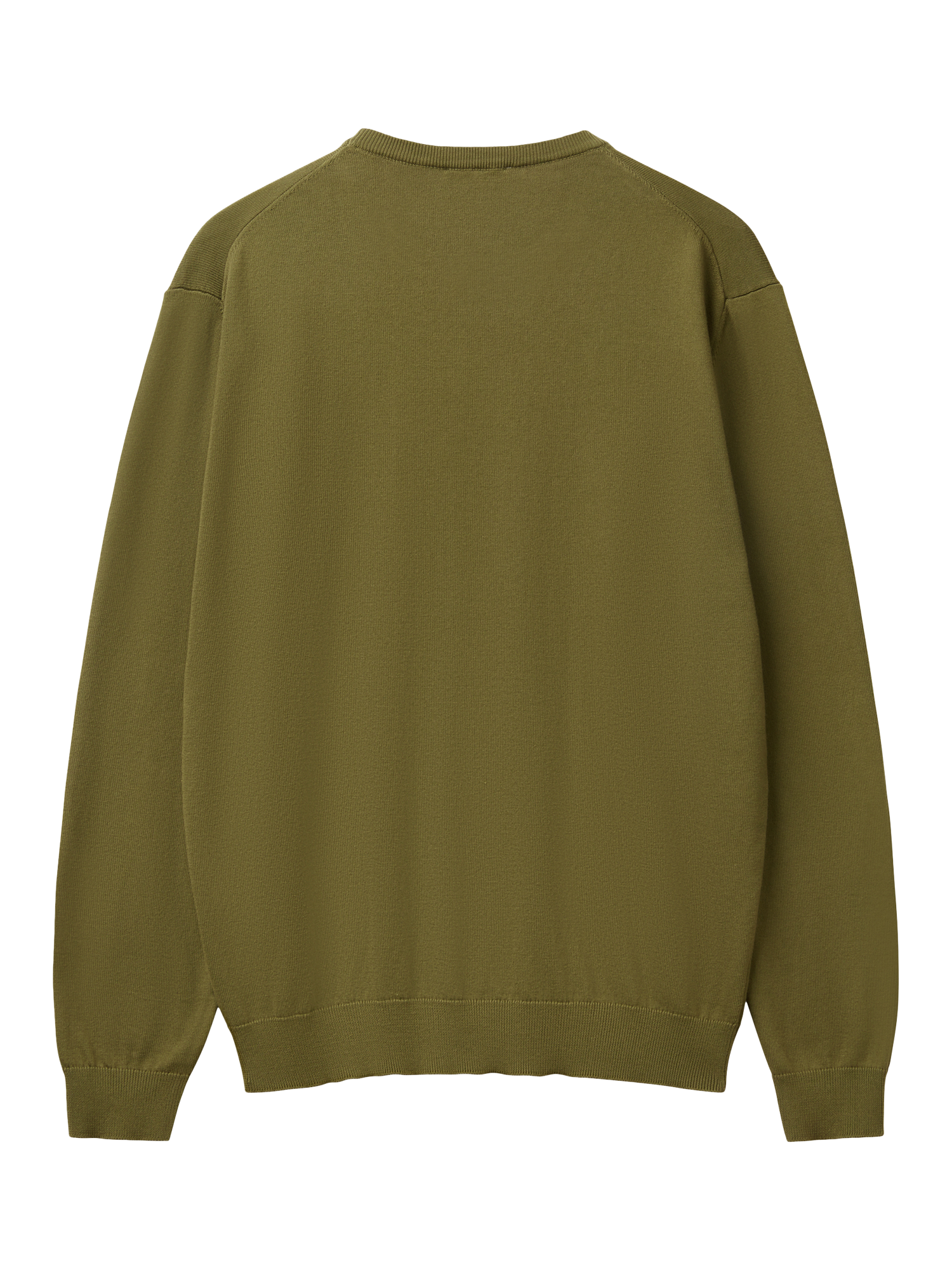 Product image 5 of 6, which shows Benetton Cotton Regular Fit Crew Neck Jumper, Dark Military Green, XXL