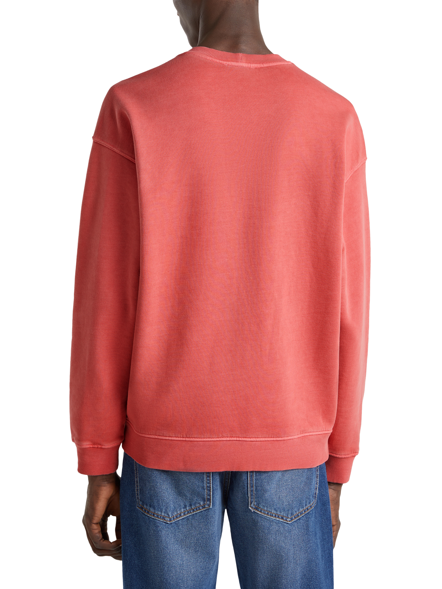 Product image 2 of 4, which shows Benetton Cotton Garment Dyed Crew Neck Sweatshirt, Brick Red, S