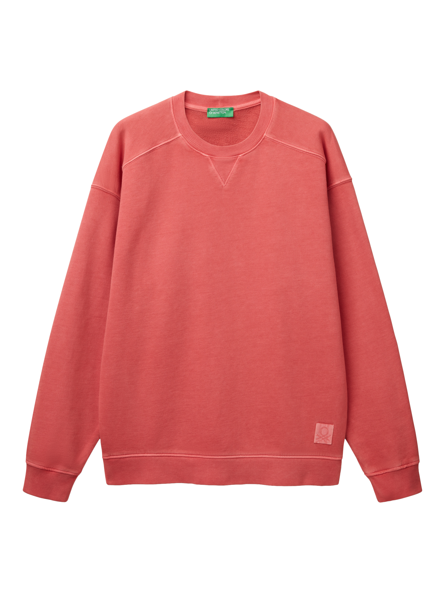 Product image 3 of 4, which shows Benetton Cotton Garment Dyed Crew Neck Sweatshirt, Brick Red, S