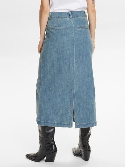 Numph Denim Midi Skirt, Blue - view 2, Blue
