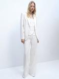 Mango Iguana Single Button Blazer, Natural White