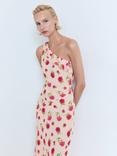 Mango Rose Asymmetric Midi Dress, Light Beige