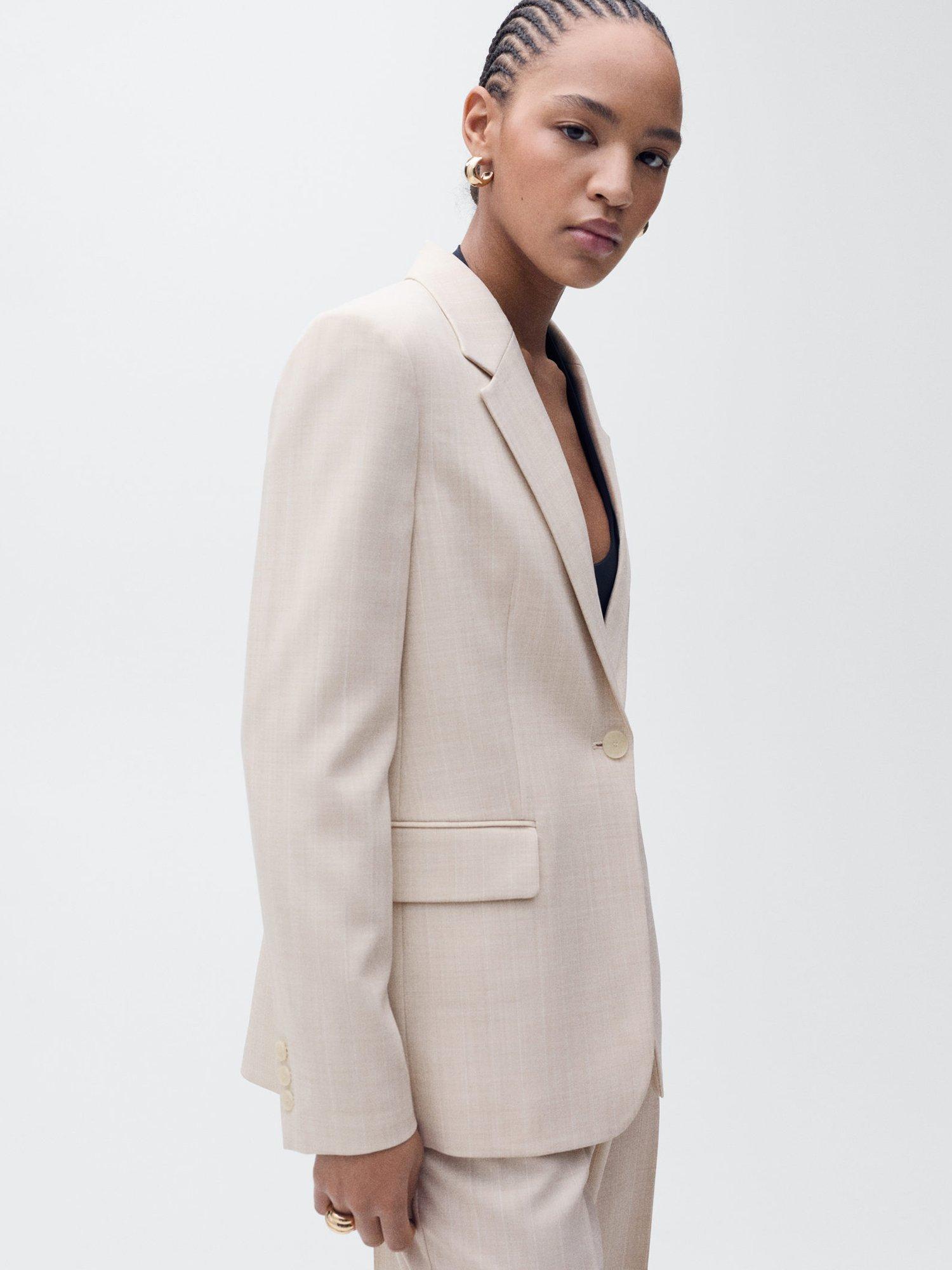 Product image 1 of 7, which shows Mango Lou Single Button Blazer, Pastel Pink, M