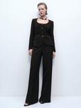 Mango Sake Scoop Neck Blazer, Dark Brown