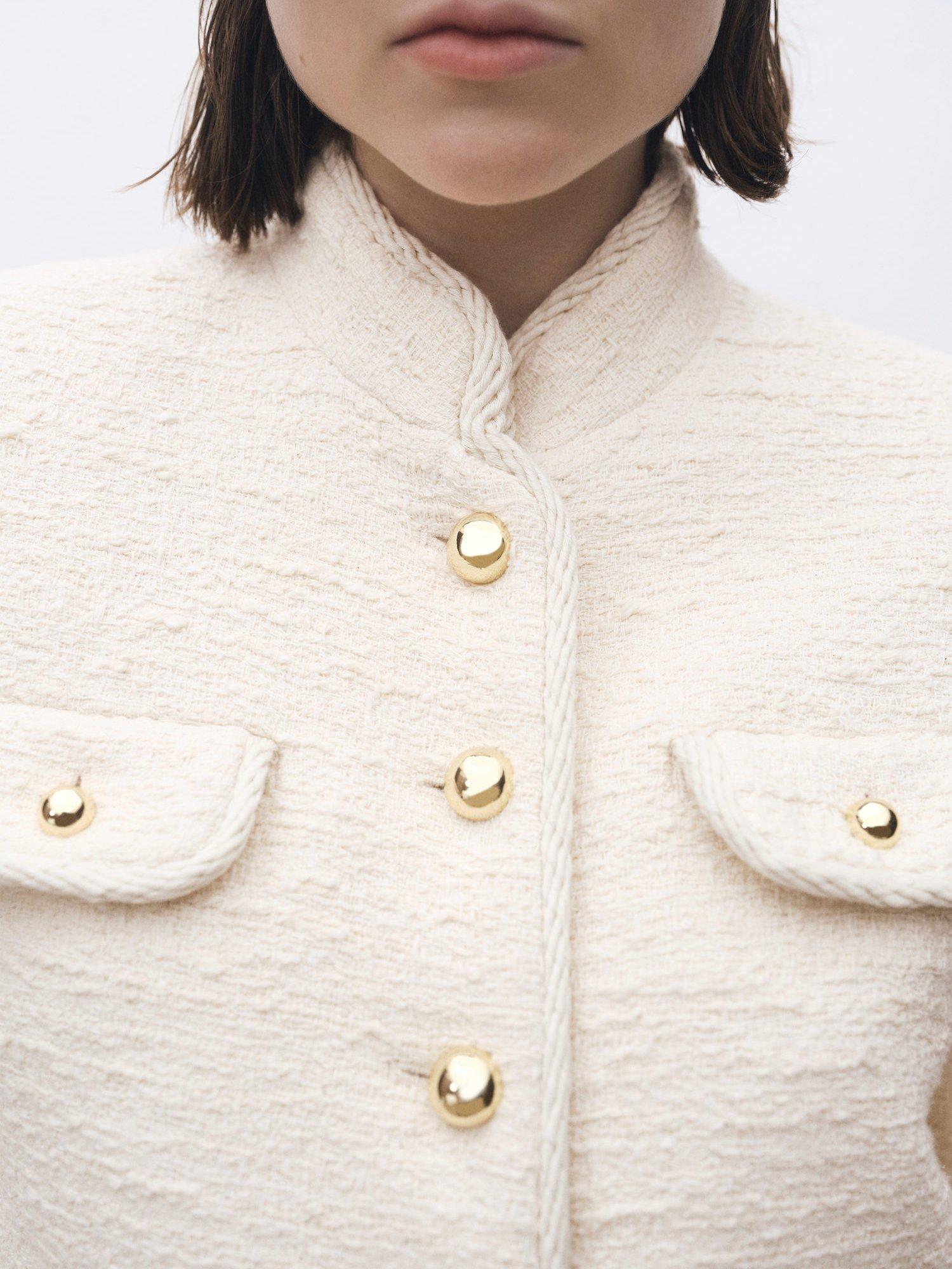 Product image 5 of 7, which shows Mango Diamond Tweed Jacket, Cream, XS