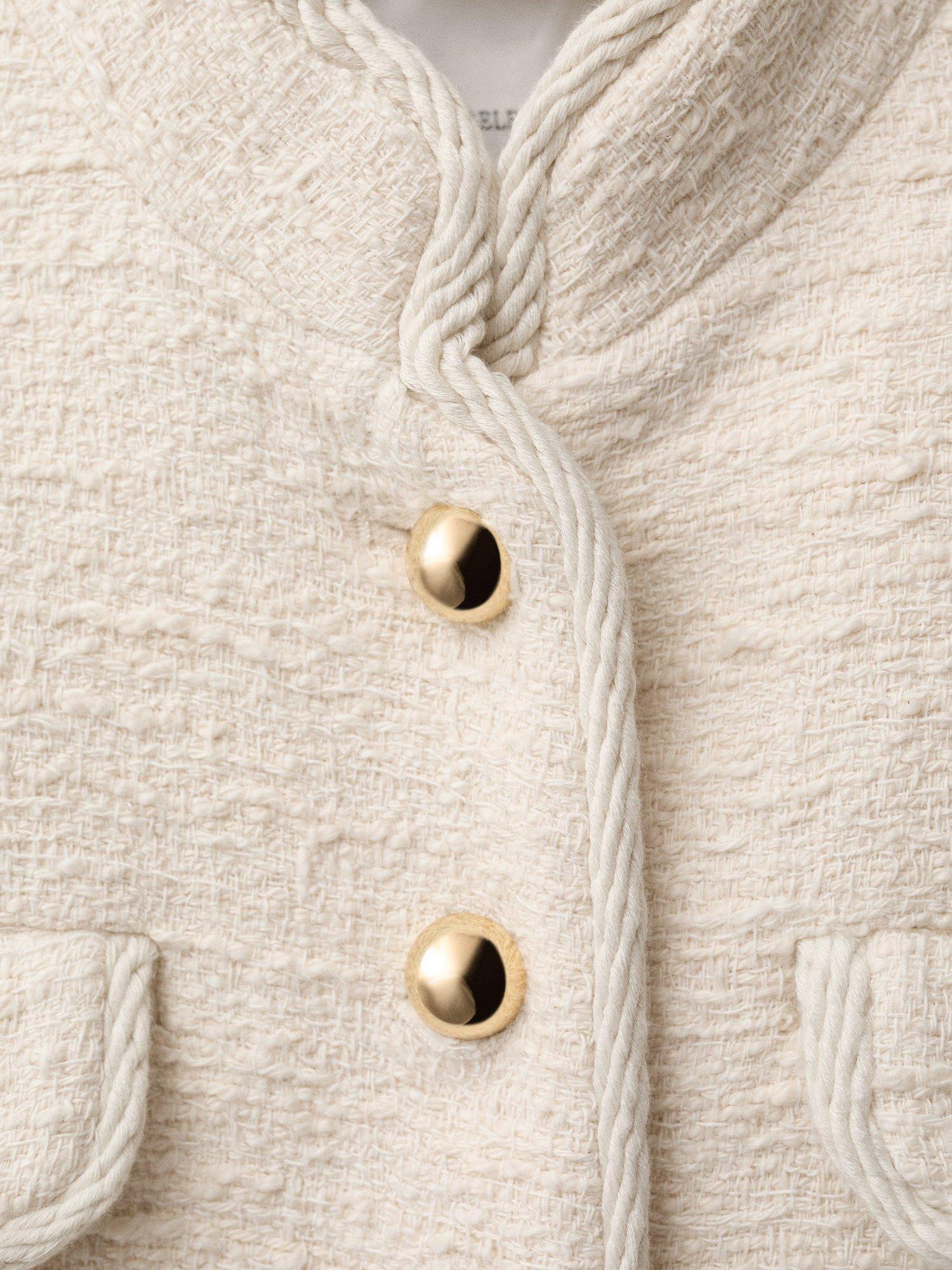 Product image 6 of 7, which shows Mango Diamond Tweed Jacket, Cream, XS