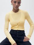 Mango Bugambi Ribbed Cardigan, Yellow