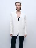 Mango Wasabi Curved Hem Blazer, Light Beige