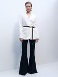 Mango Wasabi Curved Hem Blazer, Light Beige