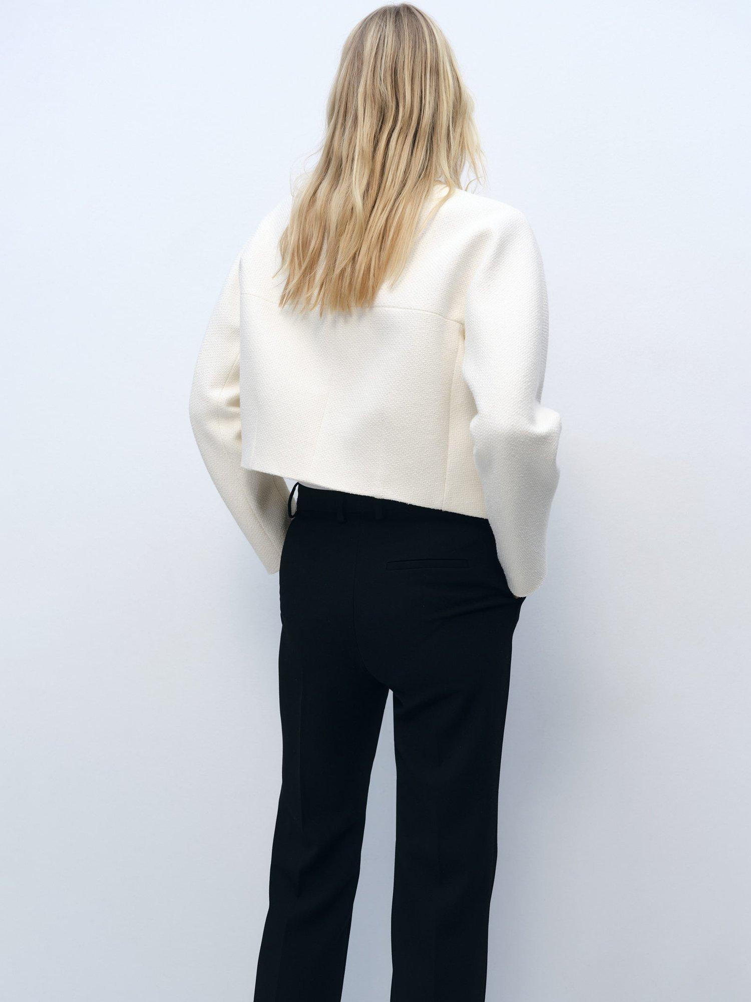 Product image 4 of 7, which shows Mango Kiwi Textured Eyelet Front Jacket, White, L