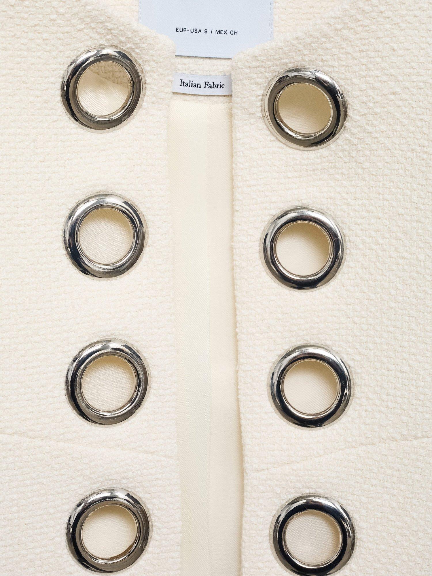 Product image 7 of 7, which shows Mango Kiwi Textured Eyelet Front Jacket, White, L