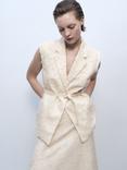 Mango Floc Textured Waistcoat, Cream, Cream