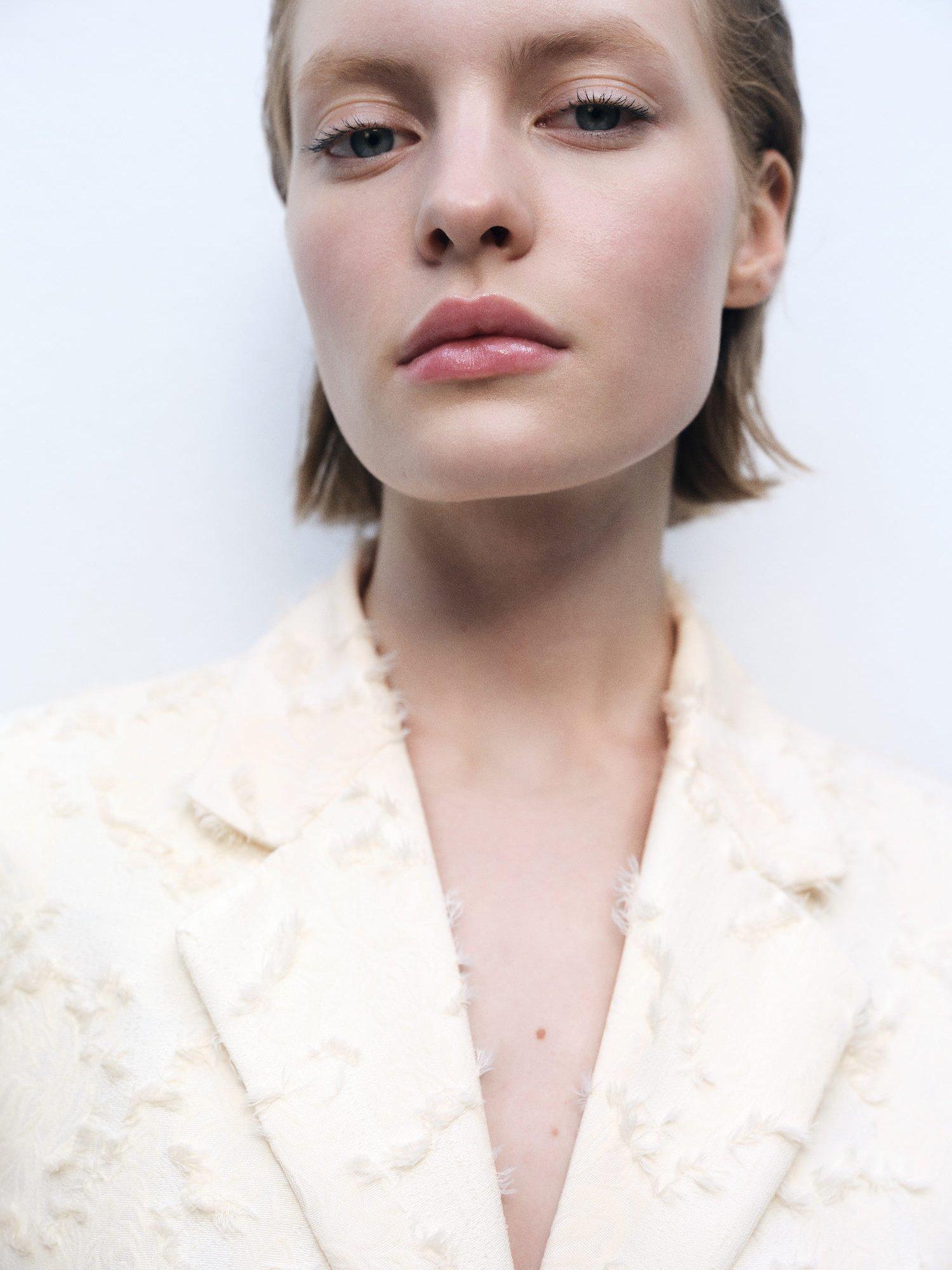 Product image 6 of 8, which shows Mango Floc Textured Waistcoat, Cream, S