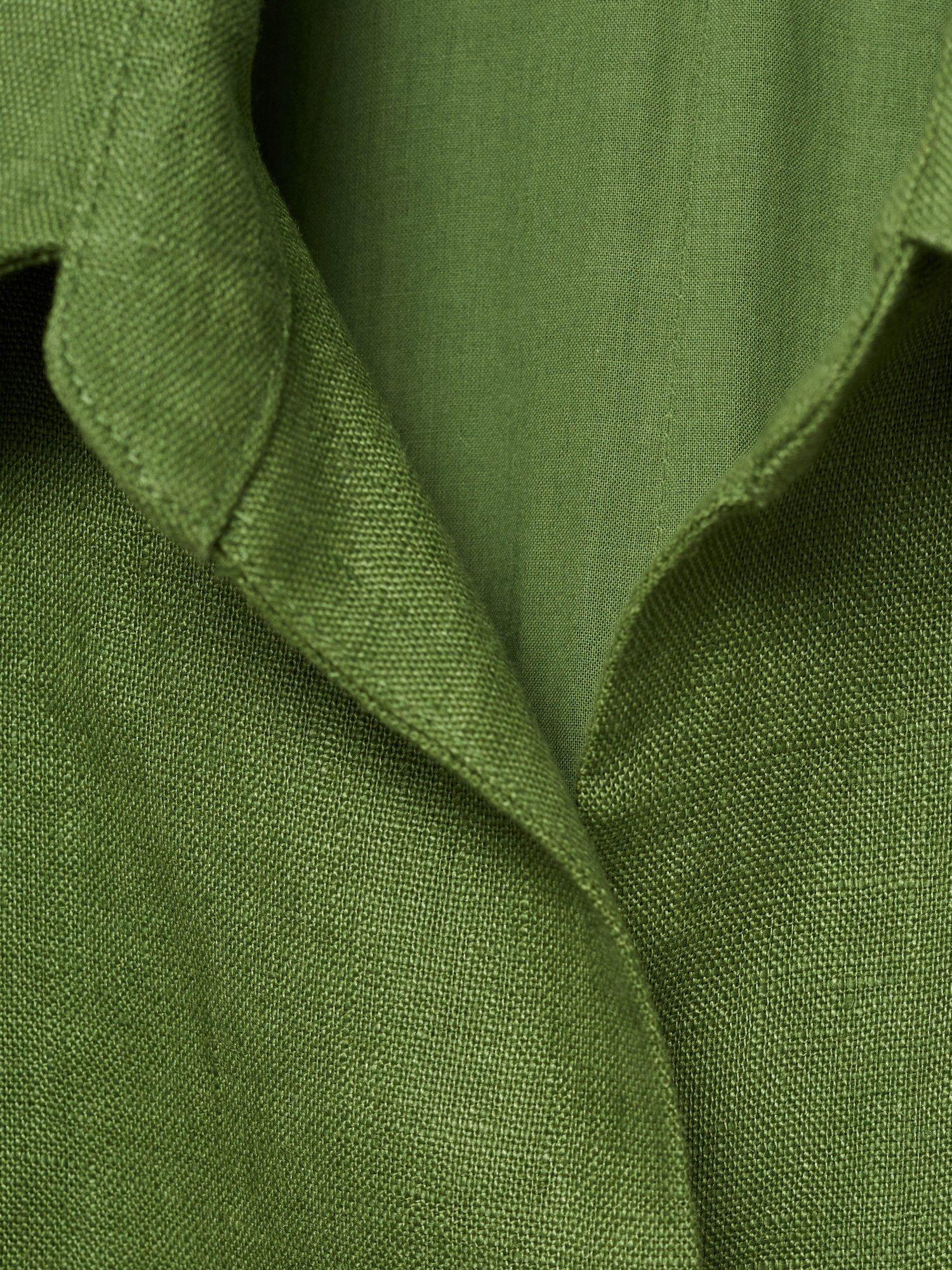 Product image 5 of 7, which shows Mango Nana Belted Pure Linen Jumpsuit, Green, XS
