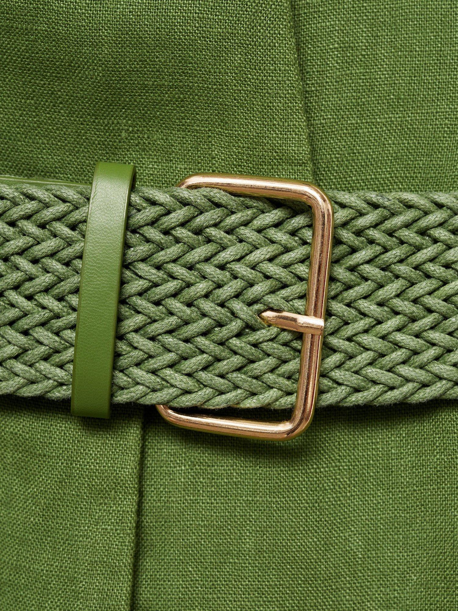 Product image 7 of 7, which shows Mango Nana Belted Pure Linen Jumpsuit, Green, XS